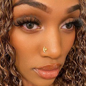 Crescent Moon & Star Nosestud Made Of Surgical Steel With Cubic Zirconia Diamond